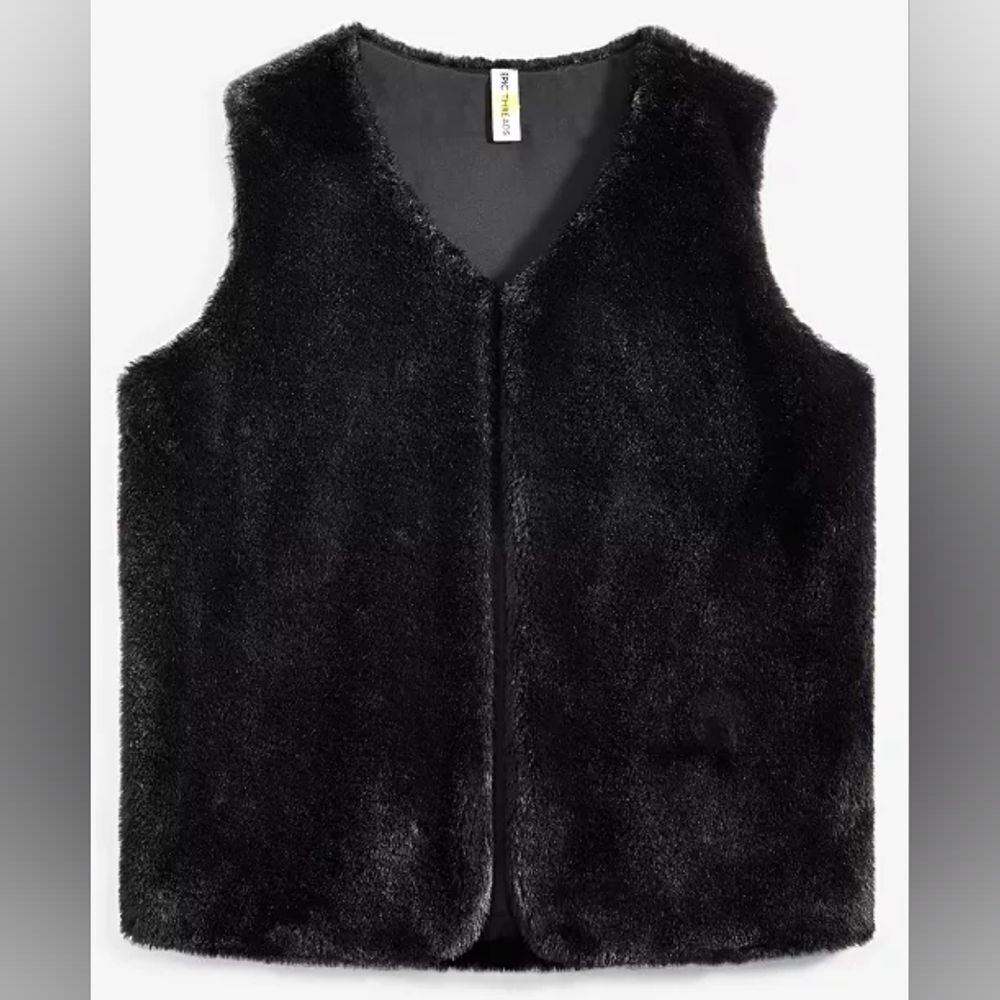 Epic Threads Black Faux Fur Vest for Kids